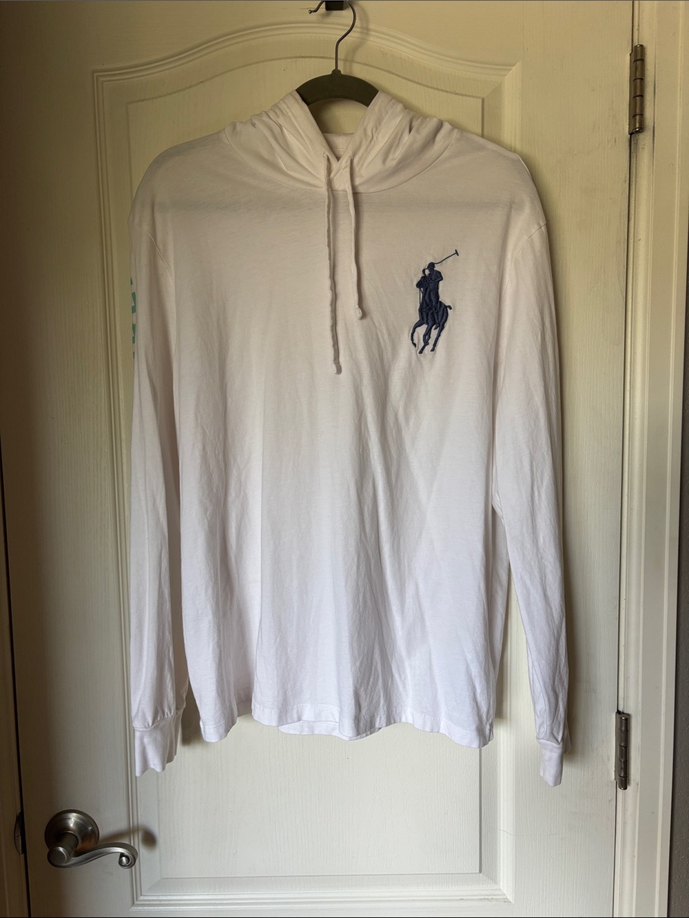 Polo Ralph Lauren White Hooded Long Sleeve Tee Large